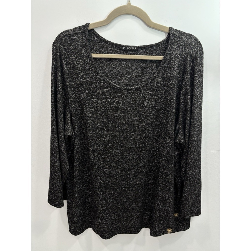 Storybuk Long Sleeve Top Dark Gray Buttons Minimalist Size XL